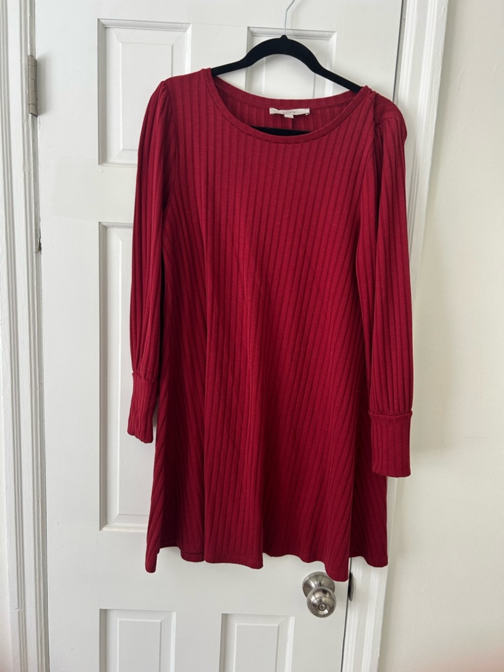 LOFT Ribbed Crimson Long Sleeve Tunic